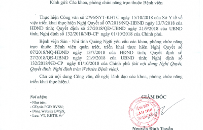 Công văn 612 về việc thực hiện các Nghị quyết, quyết định đính kèm.